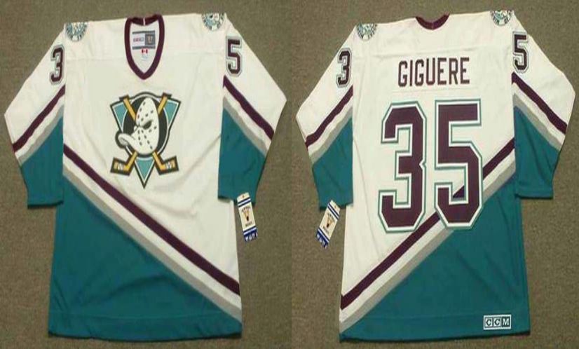 2019 Men Anaheim Ducks #35 Giguere white CCM NHL jerseys->calgary flames->NHL Jersey
